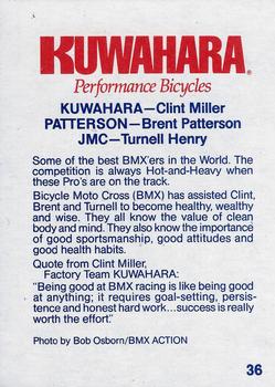 1984 Donruss BMX #36 Clint Miller / Brent Patterson / Turnell Henry Back